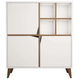 Ντουλάπι Pulse 845HCT3911 100x30x115cm White-Walnut Μοριοσανίδα, Μελαμίνη