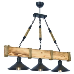 Φωτιστικό Οροφής - Ράγα Kutuk 890BCN1120 70x15x75cm 3xE27 40W Walnut-Black Opviq