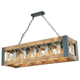 Φωτιστικό Οροφής - Ράγα Capraz 890BCN1147 80x25x70cm 5xE27 40W Walnut-Black Opviq