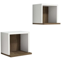 Ράφια Τοίχου Sevima (Σετ 2Τμχ) 835PUQ1649 30x25x30cm White-Walnut