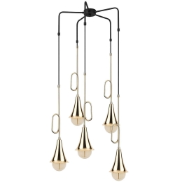Φωτιστικό Οροφής Sarmal 892OPV1481 Φ55x100cm 5xE27 40W Black-Gold Opviq