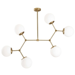 Φωτιστικό Οροφής Damar 892OPV1641 100x58x80cm 6xE27 40W Gold-White Opviq