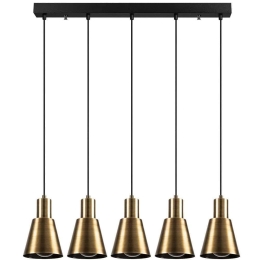 Φωτιστικό Οροφής - Ράγα Kem 892OPV1646 84x14x117cm 5xE27 40W Black-Gold  Opviq