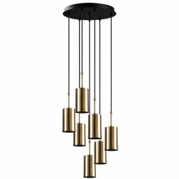 Φωτιστικό Οροφής Kem 892OPV1654 Φ43x120cm 7xE27 40W Black-Gold Opviq