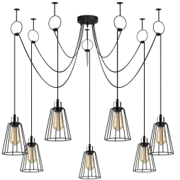 Φωτιστικό Οροφής Tel 892OPV1709 Φ135x130cm 7xE27 40W Black Opviq