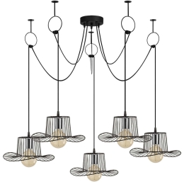 Φωτιστικό Οροφής Tel 892OPV1729 Φ138x122cm 5xE27 40W Black Opviq