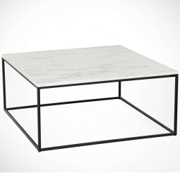 Τραπέζι Σαλονιού Poly 801CMY2853 75x75x43cm Marble Effect White-Black