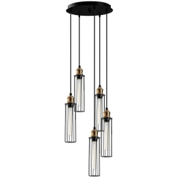 Φωτιστικό Οροφής Zumra 521SHN3401 Φ33x123cm 5xE27 40W Black-Gold Opvq
