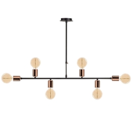 Φωτιστικό Οροφής - Ράγα Truva 525NOR1313 Φ94x61cm 6xE27 40W Black-Copper Opviq