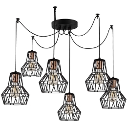 Φωτιστικό Οροφής Tortum 525NOR1484 Φ140x113cm 6xE27 40W Black Opviq