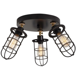 Φωτιστικό Οροφής - Πλαφονιέρα Kimil 525NOR1497 Φ56x31cm 3xE27 40W Black-Gold Opviq