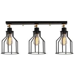 Φωτιστικό Οροφής - Πλαφονιέρα Alacati 525NOR1506 72x17x30cm 3xE27 40W Black-Gold Opviq