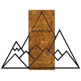 Διακοσμητικό Τοίχου Mountain 899SKL1327 78x58cm Walnut-Black Wallity Μέταλλο,Ξύλο