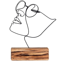 Διακοσμητικό Επιτραπέζιο 533BSG1161 17x3,5x31cm Natural-Black Aberto Design Μέταλλο,Ξύλο