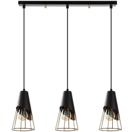 Φωτιστικό Οροφής - Ράγα Sivani Tel 892OPV1829 67x17x124cm 3xE27 40W Black-Gold Opviq