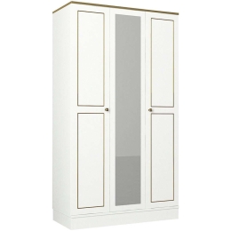 Ντουλάπα Τρίφυλλη Ravenna 804TRH3903 105x47,2x194cm White-Gold Τρίφυλλη