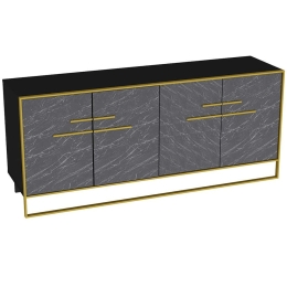 Μπουφές Polka 875ZNA3513 179,9x47,3x75cm Marble Effect Black Μοριοσανίδα, Μελαμίνη