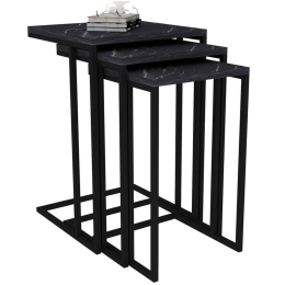 Ζιγκόν Black Mermer (Σετ 3Τμχ) 835PUQ2902 40x40x60/38x34x56/38x28x52cm Marble Effect Black