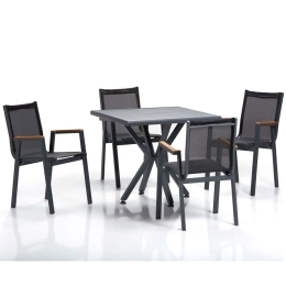 Τραπεζαρία Κήπου Samara (Σετ 5Τμχ) 561CLR1302 94x94x78cm Grey-Black 4 Θέσεων