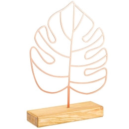 Διακοσμητικό Επιτραπέζιο Large Leaf 565TNL1132 30x4x41cm Copper Aberto Design Μέταλλο,Ξύλο