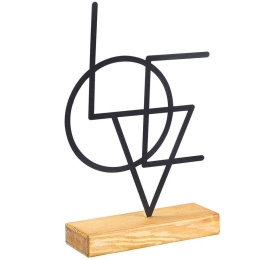 Διακοσμητικό Επιτραπέζιο Geometric 565TNL1142 21x4x41cm Natural-Black Aberto Design Μέταλλο,Ξύλο
