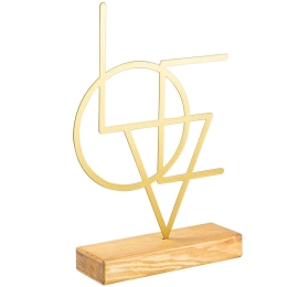Διακοσμητικό Επιτραπέζιο Geometric 565TNL1144 21x4x41cm Natural-Gold Aberto Design Μέταλλο,Ξύλο