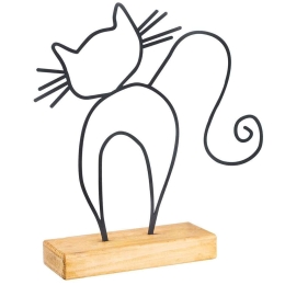 Διακοσμητικό Επιτραπέζιο Cat 565TNL1154 30x4x36cm Natural-Black Aberto Design Μέταλλο,Ξύλο