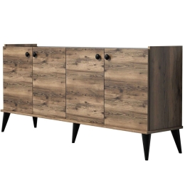 Μπουφές Lidya 566BMS2601 182x41x82,5cm Marble Effect Black-Walnut Μοριοσανίδα, Μελαμίνη