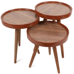 Ζιγκόν (Σετ 3Τμχ) 572KTE1111 39x39x48/54,5/60,5cm Walnut