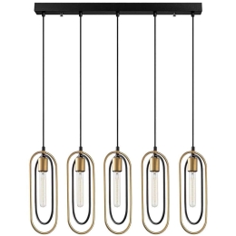 Φωτιστικό Οροφής - Ράγα Cerco 584TTM1187 86x8x132cm 5xE27 40W Black-Gold Opviq
