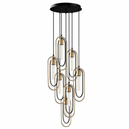 Φωτιστικό Οροφής Cerco 584TTM1188 48x48x132cm 7xE27 40W Black-Gold Opviq