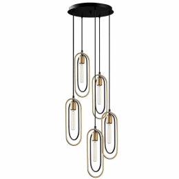 Φωτιστικό Οροφής Cerco 584TTM1189 48x48x132cm 5xE27 40W Black-Gold Opviq