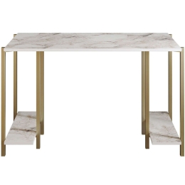Γραφείο Reader 541HDL1113 125x60x73,8cm Marble Effect White-Gold