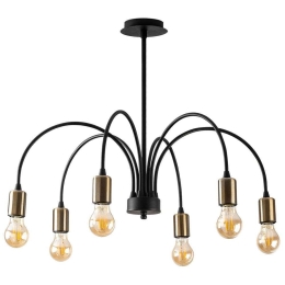 Φωτιστικό Οροφής - Πλαφονιέρα Sorek 584TTM1260 68x68x50cm 6xE27 40W Black-Gold Opviq