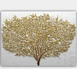 Πίνακας Καμβάς 441HPE2698 100x70cm White-Gold Wallity Οριζόντιοι Ξύλο, Καμβάς
