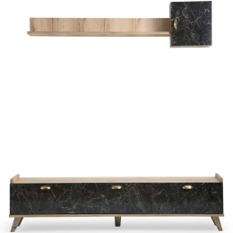 Σύνθεση Τηλεόρασης Sumer 566BMS1152 178x44,8x34,6cm Marble Effect Black-Oak