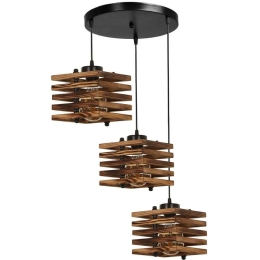 Φωτιστικό Οροφής Cara 534LUN3352 30x70cm 3xE27 40W Brown-Black Opviq