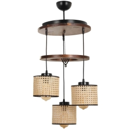 Φωτιστικό Οροφής David 534LUN3393 Φ35x80cm 3xE27 40W Brown-Natural Opviq