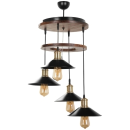 Φωτιστικό Οροφής David 534LUN3411 Φ35x80cm 4xE27 40W Brown-Black Opviq