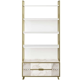 Βιβλιοθήκη Frida 788DEC4049 89,3x35,2x191cm Marble Effect White-Gold