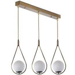 Φωτιστικό Οροφής - Ράγα Damla 846STL2871 55x20x80cm 3xE27 40W Gold-White Opviq