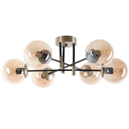 Φωτιστικό Οροφής - Πλαφονιέρα Dolunay 846STL2944 Φ65x35cm 6xE27 40W Black-Copper Opviq
