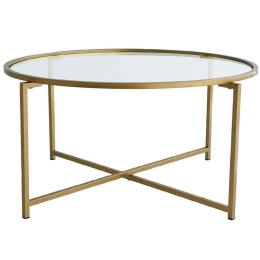 Τραπέζι Σαλονιού Sun 552NOS2230 83x83x40cm Gold