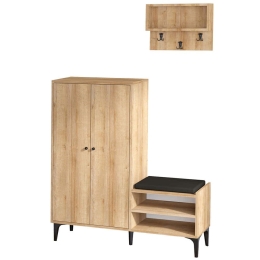 Έπιπλο Εισόδου Jess 393MRD1212 120x35x137cm Oak Πλαστικό,Μοριοσανίδα