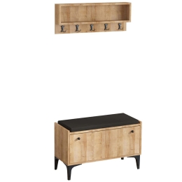 Έπιπλο Εισόδου Lena 393MRD1214 80x35x49cm Oak-Black Πλαστικό,Μοριοσανίδα