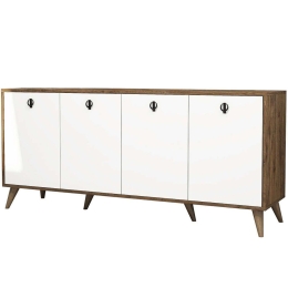 Μπουφές Elite 389MZA1130 180x45x80cm Walnut-White Μοριοσανίδα, Μελαμίνη