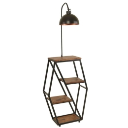 Φωτιστικό Δαπέδου Με Ραφάκια Sembol 534LUN4127 38x25x165cm E27 40W Walnut-Black Opviq