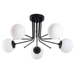 Φωτιστικό Οροφής - Πλαφονιέρα Daisy 521SHN3437 80x80x34cm 5xE27 40W Black-White Opviq