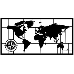 Διακοσμητικό Τοίχου World Map 279ENZ1119 121x60cm Black Wallity Μέταλλο