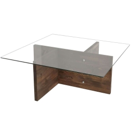 Τραπέζι Σαλονιού Glory 552NOS1416 90x90x35cm Walnut